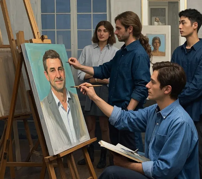 AI technology combined with traditional oil painting