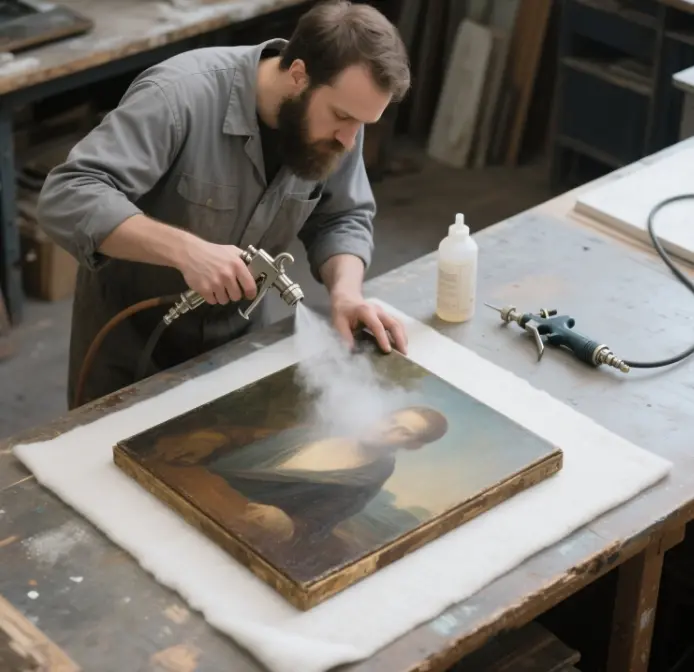 What do restorers use to clean oil paintings?